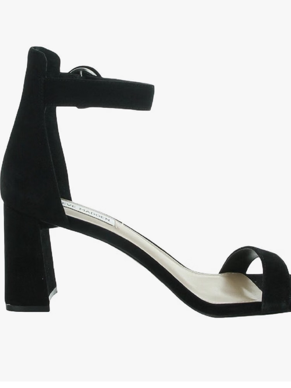 Steve Madden Black Suede Ankle-Strap Block Heel Sandals Size 9